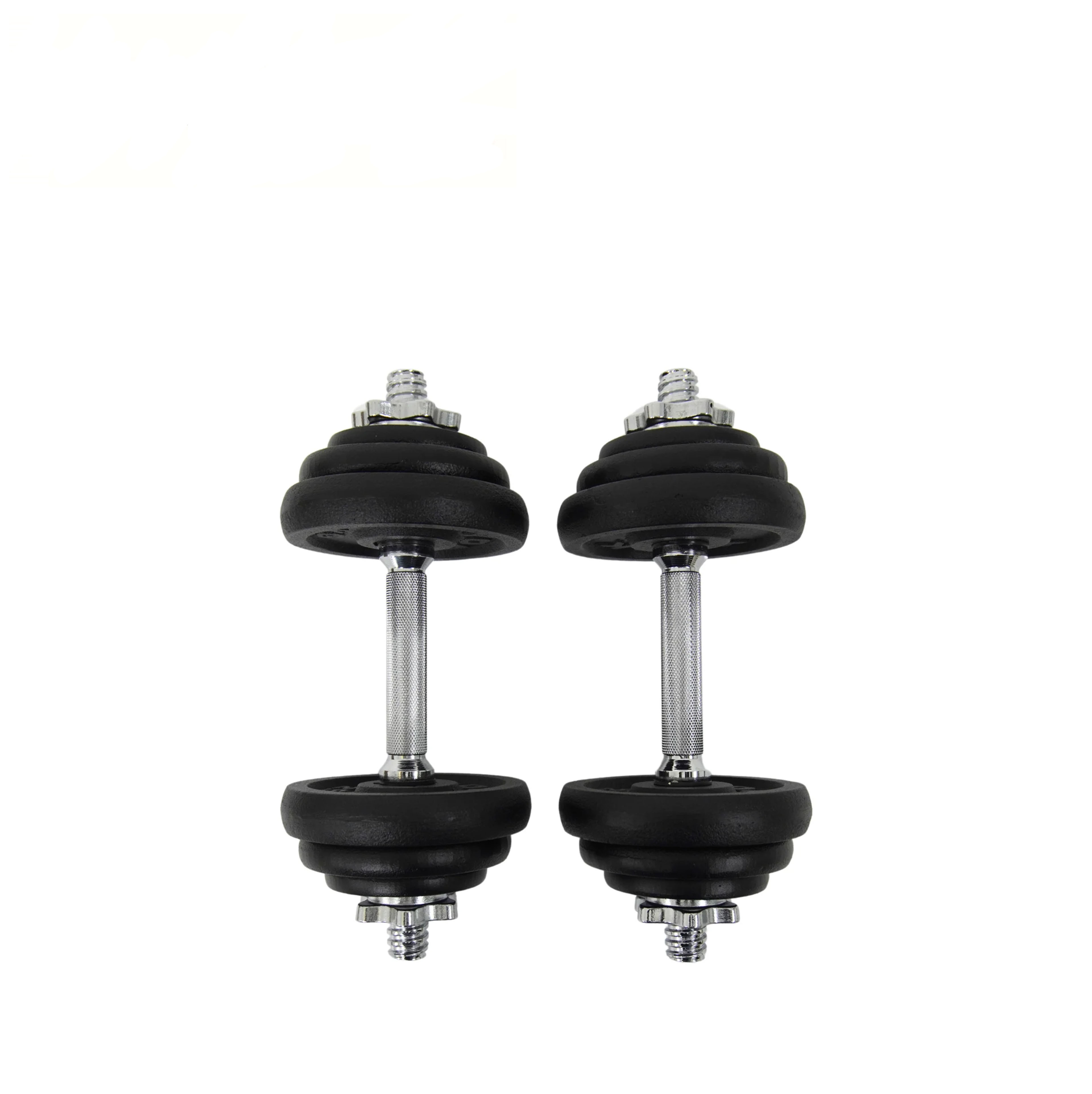 B2434 Fitness 20 KG Black Cast Iron Dumbbell Spinlock Set (Metal Collars)