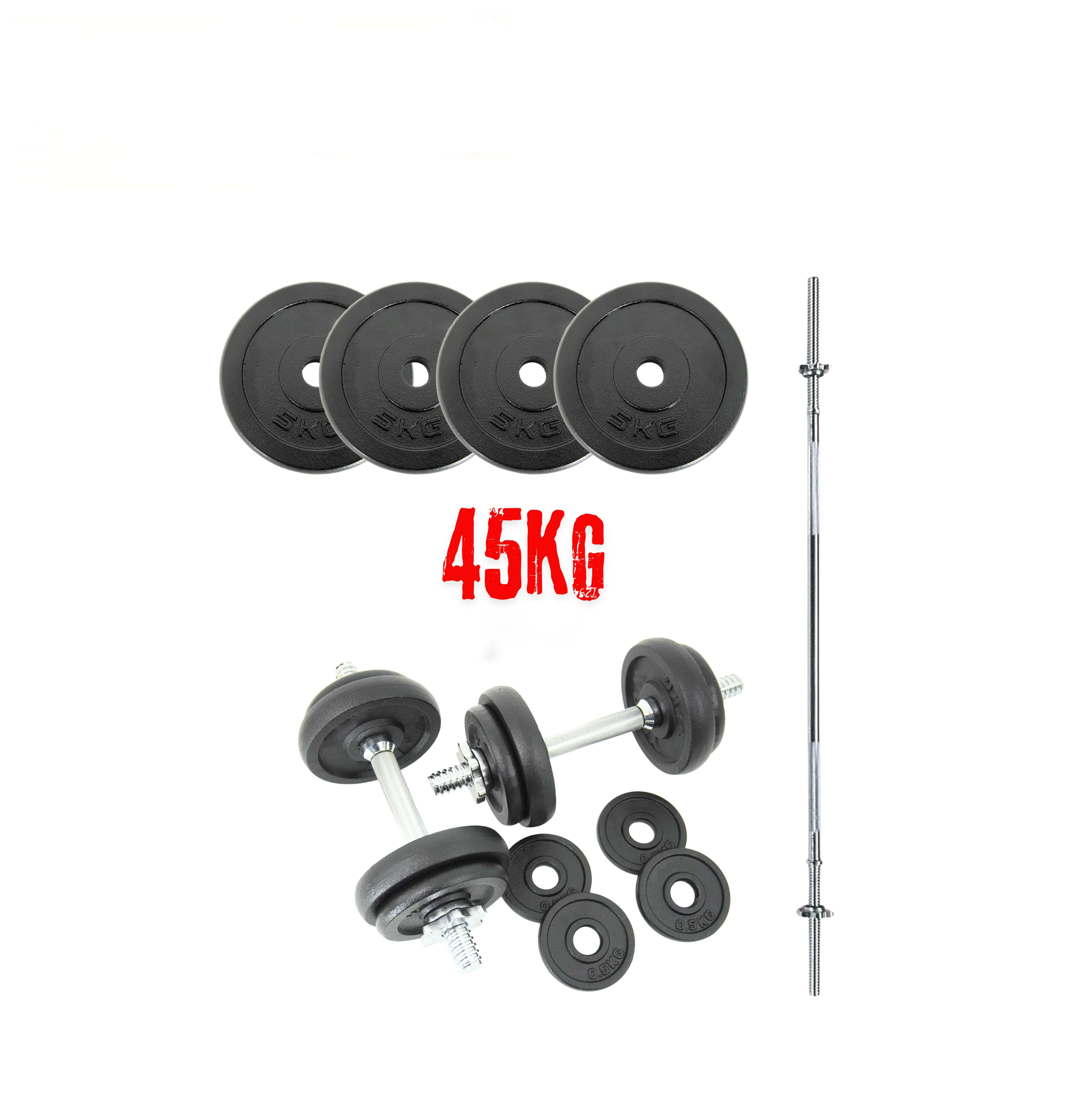 BYW85 Barbell 45kg Dumbbell & Solid Barbell Set