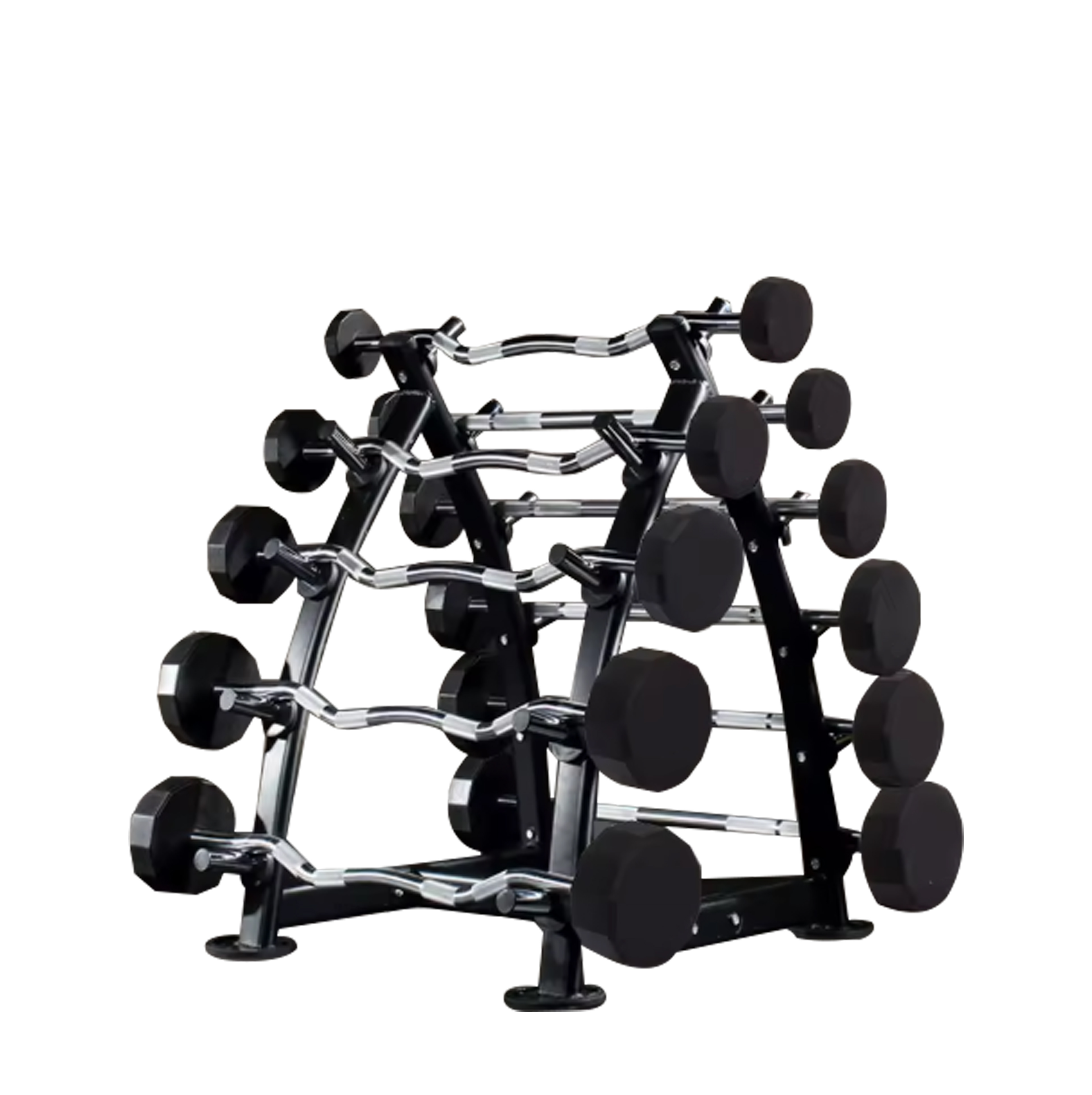 BU012 Fitness Gym 12-Sided Urethane Encased Straight Barbell EZ Curl Barbell 25-115 Lbs 10-50 kg Fixed Straight Barbell Set