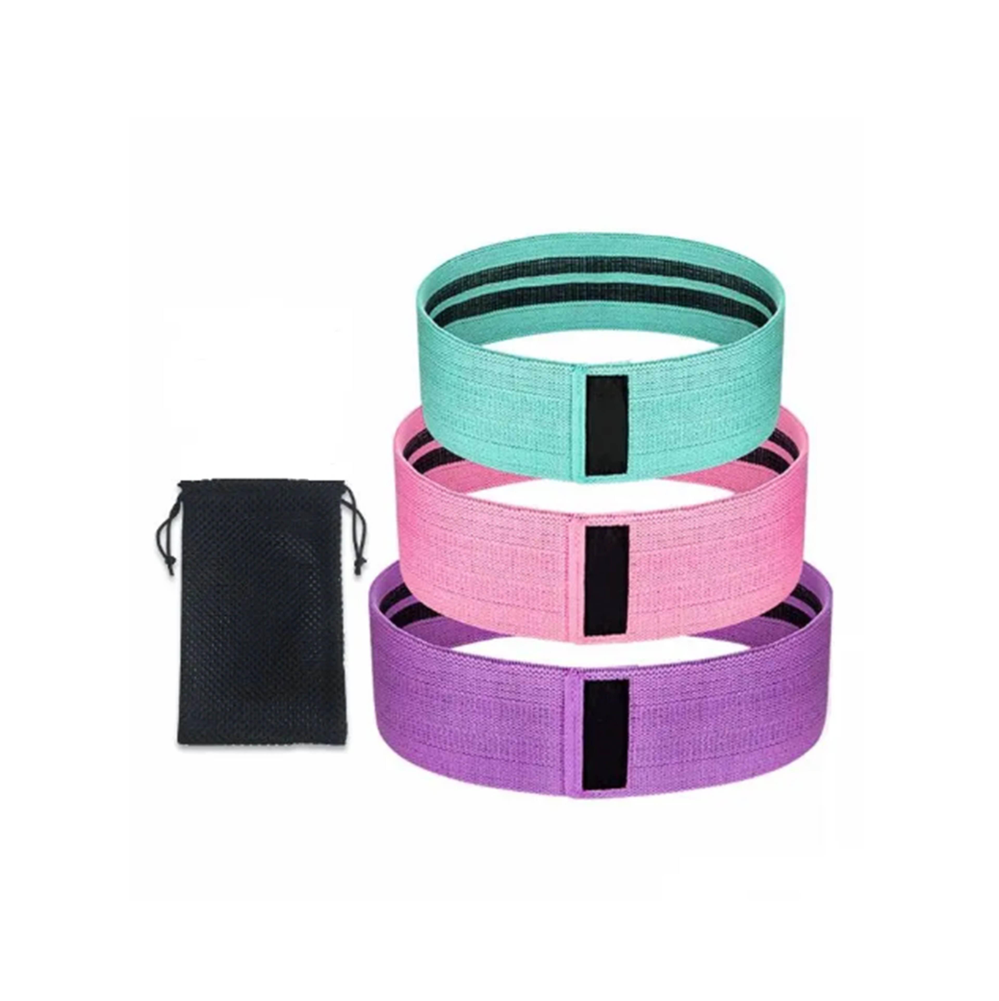 BM103 Set of 3 Exercise Stretch Hip Circle Printed Fabric Booty Band Gym Fitness Glute Resistance Band
